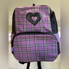 Lightweight Backpack. Additional Front Pocket And Two Small Side Pockets. Adjustable Straps Casual Purple Backpack For Students, Casual Purple Student Backpack, Casual Purple Backpack For School, Casual Purple School Backpack, Casual Purple School Bag, Purple School Backpack, Y2k Style Bags For Back To School, Cute Purple Backpack For Students, Y2k Style School Bag For Back To School