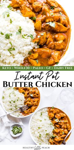 instant pot butter chicken recipe with rice and cilantro