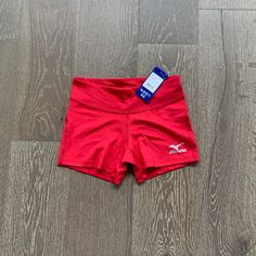 These Spandex Shorts From Mizuno Feature A 3.5” Inseam In Red. Great For Volleyball! New With Tags Size Small Msrp $30 Stretch Red Bottoms For Sports Events, Red Stretch Bottoms For Sports Events, Red Bottoms With Built-in Shorts For Sports Events, Fitted Red Bottoms For Sports Events, Red Activewear Shorts For Sports, Red Activewear For Sports Events, Red Short Activewear For Sports Season, Red Stretch Training Bottoms, Red Moisture-wicking Activewear For Sports Events