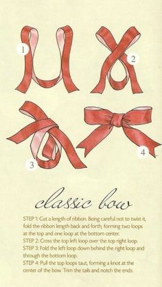 the instructions for how to make an easy ribbon bow