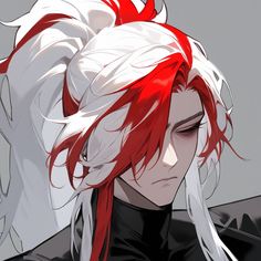 an anime character with white hair and red eyes