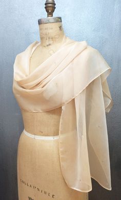 "Chiffon shawl great complimentary for you outfit. Large size of this shall allow to wear it as wrap; light weight of fabric will making elegant draping on your shoulders. Polyester fabric prevent from appearing wrinkle when wearing. Wrap, tie to make unique design as desire. Size around 25\" x 70\" Color: Champagne Material: Satin Chiffon /Poly Length of shawl by request may be adjust Please contact with any questions." Velvet Diy, Outfit Large, Chiffon Cover Up, Chiffon Shawl, Chiffon Wrap, Duchess Satin, Head Wrap Scarf, Silk Taffeta, Color Champagne