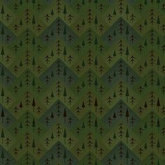 a green and brown pattern with trees on it