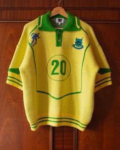 House Of Errors, Football Brazil, Crochet Football, Football Top, Football Tops, Knitted Polo, Polo Top, Heavy Knit, Knit Tops