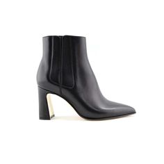 Black Leather Bold Block Ankle Boot | ALLY Shoes Office Chelsea Ankle Boots With Reinforced Heel, Luxury Ankle Boots With Sculpted Heel, Workwear Ankle-high Chelsea Boots With Sculpted Heel, Workwear Chelsea Boots With Sculpted Heel, Business Ankle-high Heeled Boots With Reinforced Heel, Elegant Ankle Boots With Sculpted Heel, Luxury Fall Ankle Heeled Boots, Elegant Ankle Heeled Boots For Workwear, Ankle-high Calf Leather Chelsea Boots For Formal Occasions