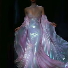 Wierd Dress Design, Garden Of Eden Dress, Ethereal Dress Aesthetic, Iridescent Gown, Sirens Fashion, Siren Dress, Dress Glitter, Fashion Rules