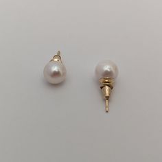 These earrings, featuring cultured saltwater Akoya pearls set in 14K yellow gold, provide a classic and timeless style that enhances any outfit. The round pearls measure 7.5-8.0mm in size, displaying a stunning luster and a bright white color that's beautifully amplified by their natural orient. Set in a versatile stud style, the earrings are suitable for both everyday wear and special occasions. With a lightweight design, they ensure comfort throughout the day. The pearls' clean surface, free f Saltwater Pearls, Stud Style, Pearl Set, Earring Crafts, Akoya Pearls, Pearl Stud Earrings, Pearl Studs, Timeless Style, Bright White