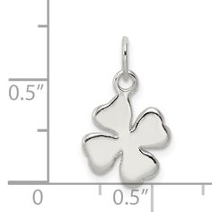 Solid Sterling Silver Polished Finish 4 Leaf Clover Charm Pendant Average Weight 0.87GM, Width of Item 12MM Elegant Sterling Silver Charms In White Gold, Elegant White Gold Sterling Silver Charms, Sterling Silver Flower Charm, Sterling Silver White Gold Charm Necklaces, Elegant Sterling Silver Charms With Clasp, Minimalist Sterling Silver Dangle Charms, Silver Minimalist Pendant Charms, Minimalist Silver Pendant Charms, Classic White Gold Charm Necklaces