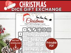 christmas dice gift exchange game with santa hat