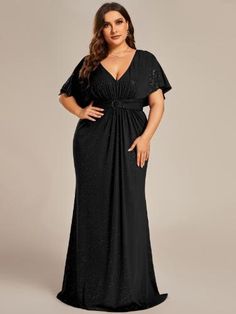 Shine bright like a star in our stunning Plus Size Glitter Bat-Wing Sleeve Waist-Cinching Mermaid Evening Dress. The glitter fabric catches the light with every move, exuding an air of glamour and sophistication. The waist-cinching design flatters your figure, while the mermaid silhouette adds a touch of elegance. Perfect for formal occasions or red carpet events or glamorous, this dress will make you feel like the belle of the ball. Summer Evening Dress, Plus Size Long Dresses, Long Dress Plus Size, Wing Sleeves, Sparkly Prom Dresses, Ladies Day Dresses, Bodycon Evening Dress, Mermaid Evening Gown, New Years Eve Dresses