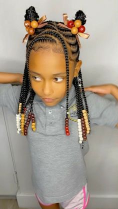 Pre K Graduation Hairstyles Black, Girls Braided Hairstyles Kids, Braids And Beads, Black Kids Braids Hairstyles, Kids Braids, Kid Braid Styles