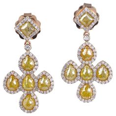 Meghna Jewels Diamond 18K Gold 5.71 Carat 18 Karat Modern Lapis Earrings, Fancy Yellow Diamond, Contemporary Earrings, Yellow Jewelry, Fancy Diamonds, Diamond Star, Star Jewelry, Diamond Gold, Diamond Drops