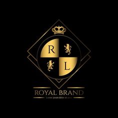 the royal brand logo is shown in gold and black with a lion on it's head