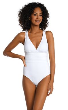 Sunbathe poolside in elegance in this multi strap cross-back one-piece swimsuit by La Blanca. The v-neckline adds a seductive hint, and the multi strap cross-back feature is a true-head turner. Fixed straps and removable cups add coverage and support when needed, and shape enhancing tummy control offers a sleek, toned look. Moderate rear coverage. [split] Details One piece swimsuit Multi strap cross-back detail Plunging v-neck Removable cups Tummy Control Fabric 83% Nylon, 17% Elastane Cute One Piece Swimsuit, Goddess Twist, Strappy Swimwear, Cute One Piece Swimsuits, One Piece Swimsuit White, Cute One Piece, Bandeau Tankini, Swimsuit For Women, Halter Tankini