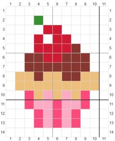 a cross stitch pattern with different colors and shapes on the same grid, as well as numbers