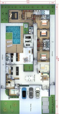 the floor plan for a house with two pools