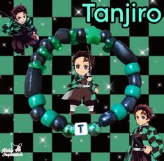 an anime character is depicted on a checkerboard background with the name tanjiro