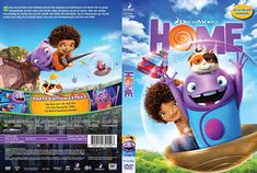 the dvd cover for home is shown with an image of two cartoon characters on it