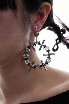 Experience the perfect fusion of mechanical and industrial aesthetics with our Infiltrator Screws & Nuts Circular Earrings / Ear Clips. These unique earrings are crafted from an array of screws and nuts, meticulously arranged into a distinctive circular shape. The inclusion of black rubber washers adds depth and visual contrast, enhancing the overall design. Made from premium materials, these earrings ensure durability while making a bold and edgy statement. Perfect fusion of mechanical and indu Modern Internally Threaded Metal Plug Earrings, Circular Earrings, Ear Clips, Composition Design, Earrings Ear, Black Rubber, Accessories Branding, Unique Earrings, Sale Design