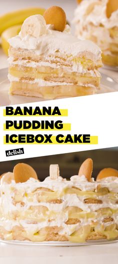 bananas puddinging icebox cake on a plate