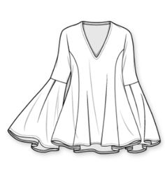 a drawing of a white top with bell sleeves