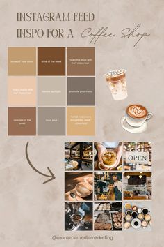 the instagram feed for coffee shops is shown with photos and text, including an image of