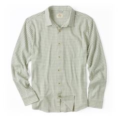 Lightweight, all-season shirt Casual Fitted Dress Shirt For Fall, Fitted Casual Dress Shirt For Fall, Fitted Tops With Placket For Casual Gatherings, Classic Relaxed Fit Flannel Shirt For Spring, Fitted Tops With Spread Collar For Casual Gatherings, Casual Dress Shirt With Relaxed Fit And Spread Collar, Casual Green Cotton Dress Shirt, Fitted Casual Flannel Shirt With Spread Collar, Casual Fitted Flannel Shirt With Spread Collar