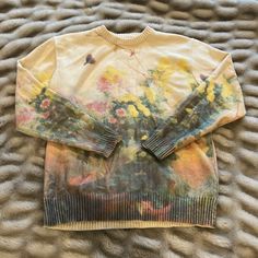 New, Worn Once - Pacsun Floral Landscape Patterned Sweater Such A Pretty Piece! Mens Size Small , But I Wear It Oversized Layered Over Denim Tapestry Sweater, Pacsun Sweaters, Floral Landscape, Patterned Sweater, Color Block Cardigan, Maroon Sweater, Graphic Sweaters, Fleece Sweater, Pullover Sweater Women