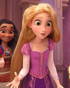 the princess and the frog are standing next to each other in disney's tangled tale