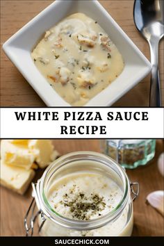 white pizza sauce recipe in a glass jar