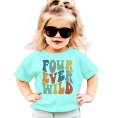 Celebrate your little one's big day with our vibrant "Forever Wild" 4th Birthday T-Shirt! Perfect for toddler girls and boys, this fun and colorful tee is designed to match their adventurous spirit. Whether it's for a birthday party, a cake smash, or a photoshoot, this shirt adds a playful touch to any celebration. 🎉 Features: -High-quality fabric that's soft on sensitive skin -Bright "Forever Wild" graphic that stands out -Available in multiple colors to suit every style -Sizes for toddlers (2T, 3T, 4T, 5-6) Care Instructions: Machine wash cold, tumble dry low, do not iron directly on the graphic Designed and printed in the USA - Olive Loves Apple, based in Mesa, AZ knows how to celebrate your special occasion. We have a great quality product and a perfect fit. You'll be delighted you ch 4th Birthday Shirts, Four Ever Wild, Fourth Birthday, Retro 4, Groovy Retro, Girls Graphic Tee, Mesa Az, 4th Birthday, Cake Smash