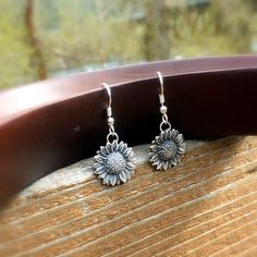 Sunflower Earrings, Sterling Silver Flower Earrings, Sunflower Jewelry, Dangle Earrings, Boho Earrin Sterling Silver Flower Earrings, Hippie Rings, Sunflower Ring, Sunflower Jewelry, Dangle Earrings Boho, Silver Flower Earrings, Bridemaids Gifts, Silver Toe Rings, Sunflower Earrings