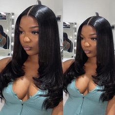 Long Straight Layered Human Hair Lace Wigs-Alipearl Hair -Alipearl Hair Wig Hairstyles Layers, Layered Wig Hairstyles, Middle Part Wig With Layers, Straight Lace Front Wigs Hairstyles, Straight Frontal Wig Hairstyles, Straight Hair Lace Front Wig, Long Straight Layers, Hairstyles Layered, Silky Straight Hair