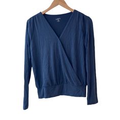 Loft Outlet Faux Wrap Style Long Sleeve Top Navy Blue Size Small Petite New With Tags All Offers Considered! Versatile Blue Tops For Layering, Long Sleeve Faux Wrap Top For Layering, Versatile Blue Top For Loungewear, Chic Blue Tops For Layering, Blue Wrap Tops For Fall, Long Sleeve Faux Wrap Top For Work, Casual Blue Wrap Top, Blue V-neck Blouse For Layering, Blue Fall Loungewear Blouse