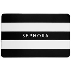 a black and white striped place mat with the word sephora on it's side