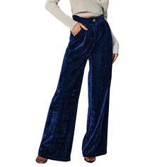 PRICES MAY VARY. Two INSEAM options: Regular - 28'' and Taller - 31''. Perfect Fit - Our velvet straight wide leg capri pants is solid color, high waist, pleated waist, elastic thick waistband and full length desigh, and the fabric has some stretch, helaxed style to flatter all body type. REMINDER: Due to vacuum sealing for saving more space, it may be wrinkled. Pls steam it to make it to its perfect appearance Wide Leg Design - The velvet palazzo pants for women casual featrue a loose wide leg Wide Leg Velvet Pants, Flowy Trousers, Fits Streetwear, Trendy Pants, Wide Leg Palazzo Pants, Velvet Trousers, Causal Outfits, Straight Trousers, Velvet Pants