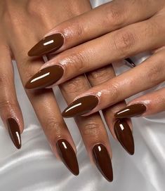 Fall Almond Nails, Wine Nails, Simple Fall Nails, Fall Nail Trends, October Nails, Winter Nail Designs, Dry Nails, Brown Nails, Autumn Nails