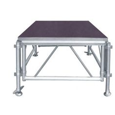 an aluminum frame coffee table with purple top