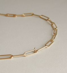 Paperclip Necklace 14k Gold Fill Paperclip Link Necklace, Necklace Clasps Ideas, Handmade Gold Necklace, Course Ideas, Paperclip Necklace, Elongated Oval, Burlap Bags, Necklace Clasps, Link Necklace