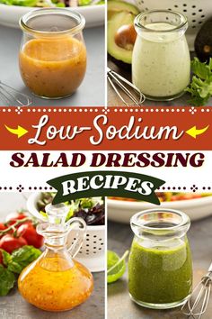 low - soumn salad dressing recipe in small glass jars