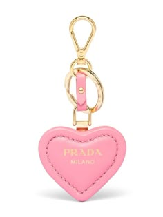 Prada Leather logo-print Keyring - Farfetch Car Keychain Ideas, Pink Keychain, Leather Key Ring, Heart Patch, Heart Patches, Leather Keyring, Heart Keychain, Prada Leather, Car Keychain