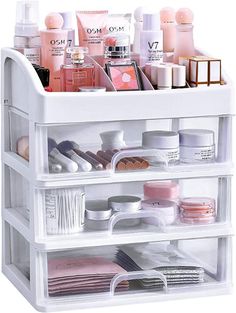 Simbuy Makeup Organizer with 3 Drawers, Bathroom Vanity Countertop Storage for Cosmetics, Brushes, Lotion, Nail Lipstick and Jewelry (White) Bathroom Organization Shelves, Bathroom Vanity Countertop, Shelf Vanity, Makeup Drawer, Makeup Organization Vanity, Countertop Storage, Vanity Organization, Bathroom Counters, Vanity Countertop