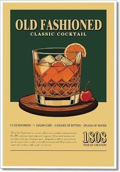 an old fashioned glass cocktail poster