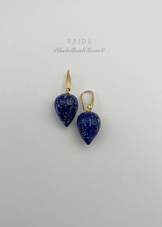 Large Lapis Lazuli drop Earrings | Natural Lapis Lazuli Gold Filled Earrings | Lapis lazuli Drop Earrings | Lapis Lazuli Earrings | Royal Blue Stone earrings 14K Gold Filled on sterling silver ear wires Drop length 4 cm, stone diameter 18mm x 12mm, The upside down teardrops have a beautiful shades of deep blue and are very high quality.    Natural Lapis Lazuli has an inclusions, patterns, and cloudy patches within the gemstone, the shade of colours vary from piece to piece. This means your earrings will be completely unique These earrings are simply sweet and elegant, a gorgeous accessory for any lover of minimal jewellery and gemstones.  Comes gift wrapped ready to give or to keep. Keshi Pearl Earrings, Blue Stone Earrings, Large Pearl Earrings, Blue Gemstone Earrings, Art Nouveau Earring, Lapis Lazuli Jewelry, Lapis Lazuli Earrings, Aquamarine Earrings, Artisan Earrings