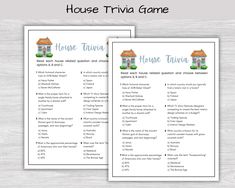 house trivia game with the words house trivia on it