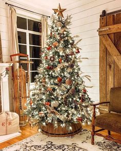 a decorated christmas tree in a living room