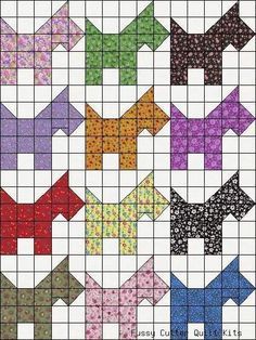 a cross stitch pattern with different colors and shapes on the same fabric as shown in this image