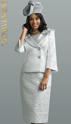 Lily And Taylor 4648-SIL Womens Sunday Suit Silver Elegant Party Sets, Elegant Silver Party Sets, Fitted Sets For Church In Spring, Elegant Fitted Silver Suit, Silver Fitted Elegant Suit, Elegant Fitted Wedding Sets, Elegant Holiday Party Sets, Elegant Spring Sets For Mother Of The Bride, Elegant Suits For Mother Of The Bride