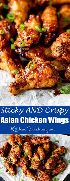 Sticky and Crispy Asian Chicken Wings. These Asian Chicken Wings are Sticky AND Crispy. The best party food ever! #ChickenWings #Wings #PartyFood #GameDay #Recipe #AsianFood Crispy Asian Chicken, Asian Chicken Wings, Wings Chicken, Trending Food, Cafe Recipes, Main Recipes, Meals Ideas, Full Recipes, Best Party Food