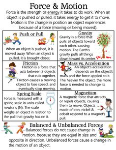 the force and motion worksheet for kids to learn how to use it in their classroom